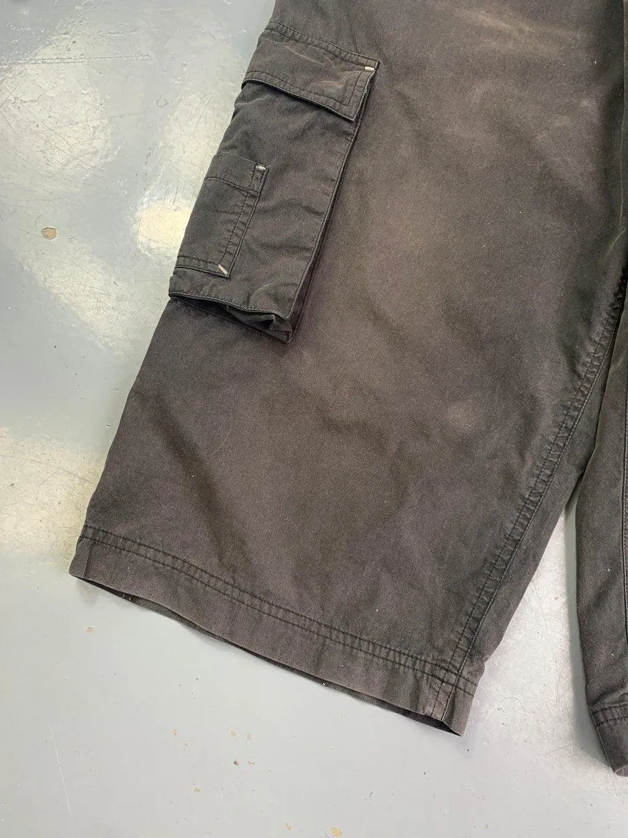 (30-34) John Richmond Early 2000s Washed Black Utility Cargo Shorts