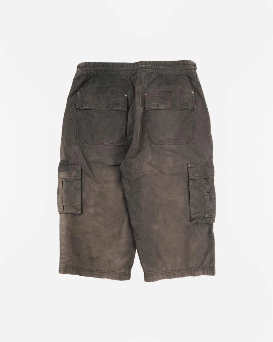 (30-34) John Richmond Early 2000s Washed Black Utility Cargo Shorts