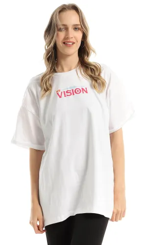 97614 Over-Sized Front & Back Printed White T-Shirt