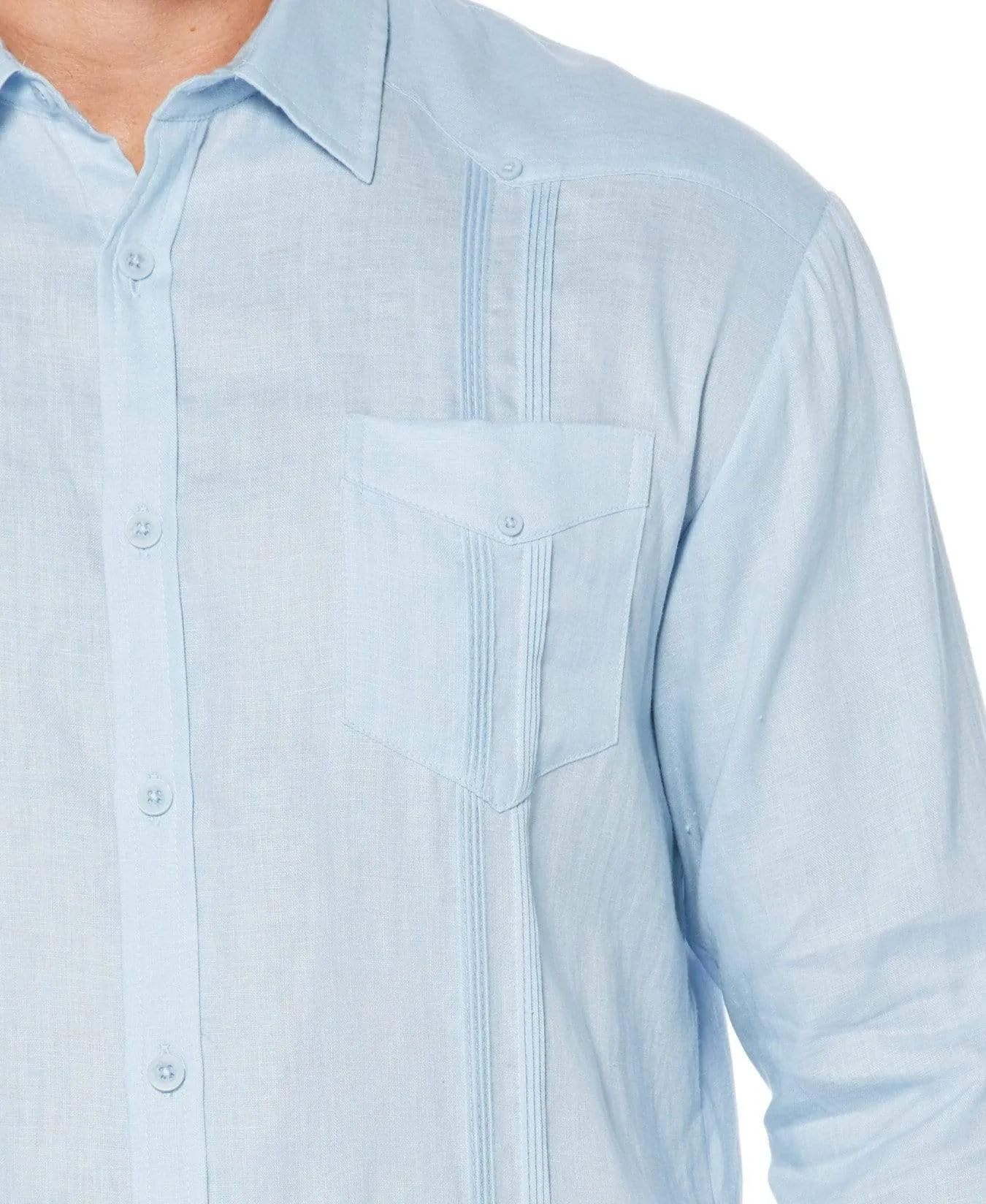 Big & Tall 100% Linen Classic Guayabera Shirt - Long Sleeve