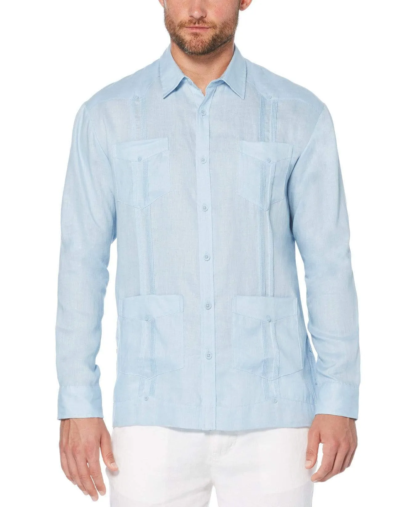 Big & Tall 100% Linen Classic Guayabera Shirt - Long Sleeve