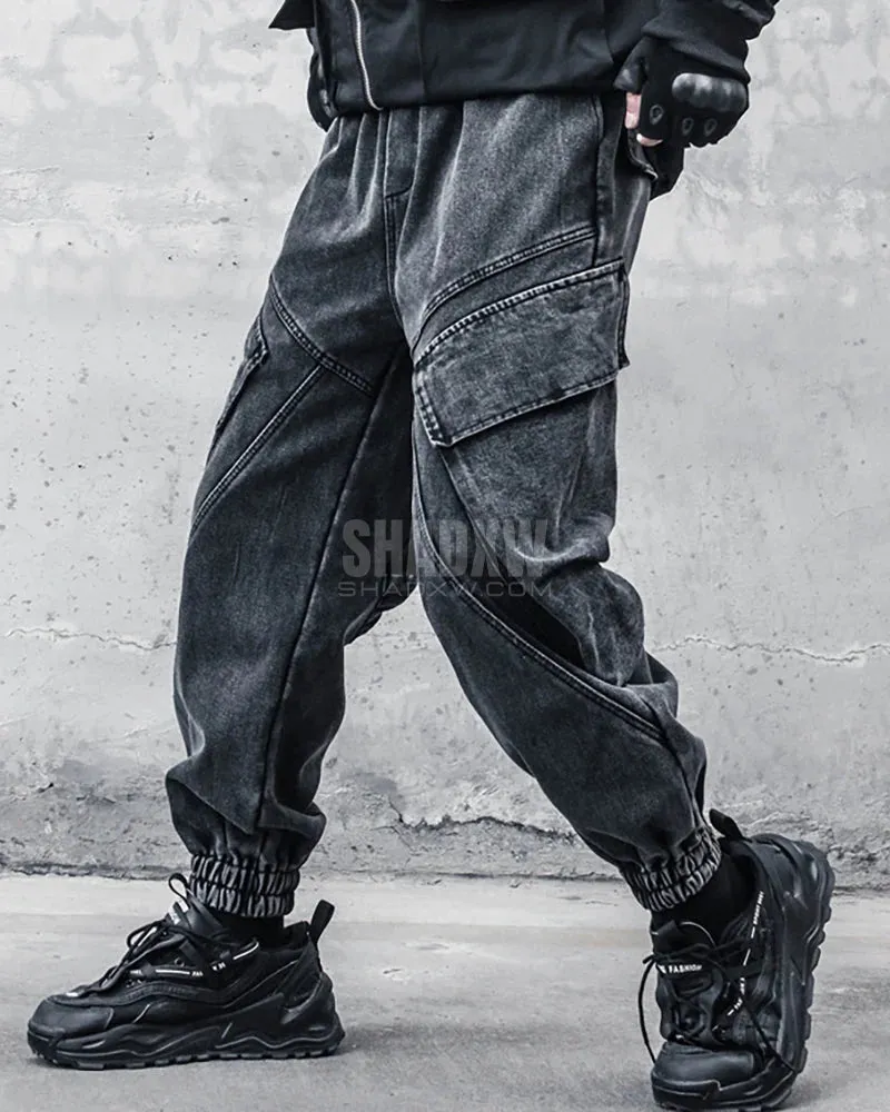 Black Denim Cargo Pants