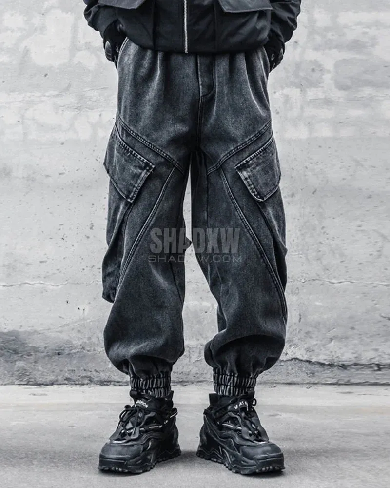 Black Denim Cargo Pants