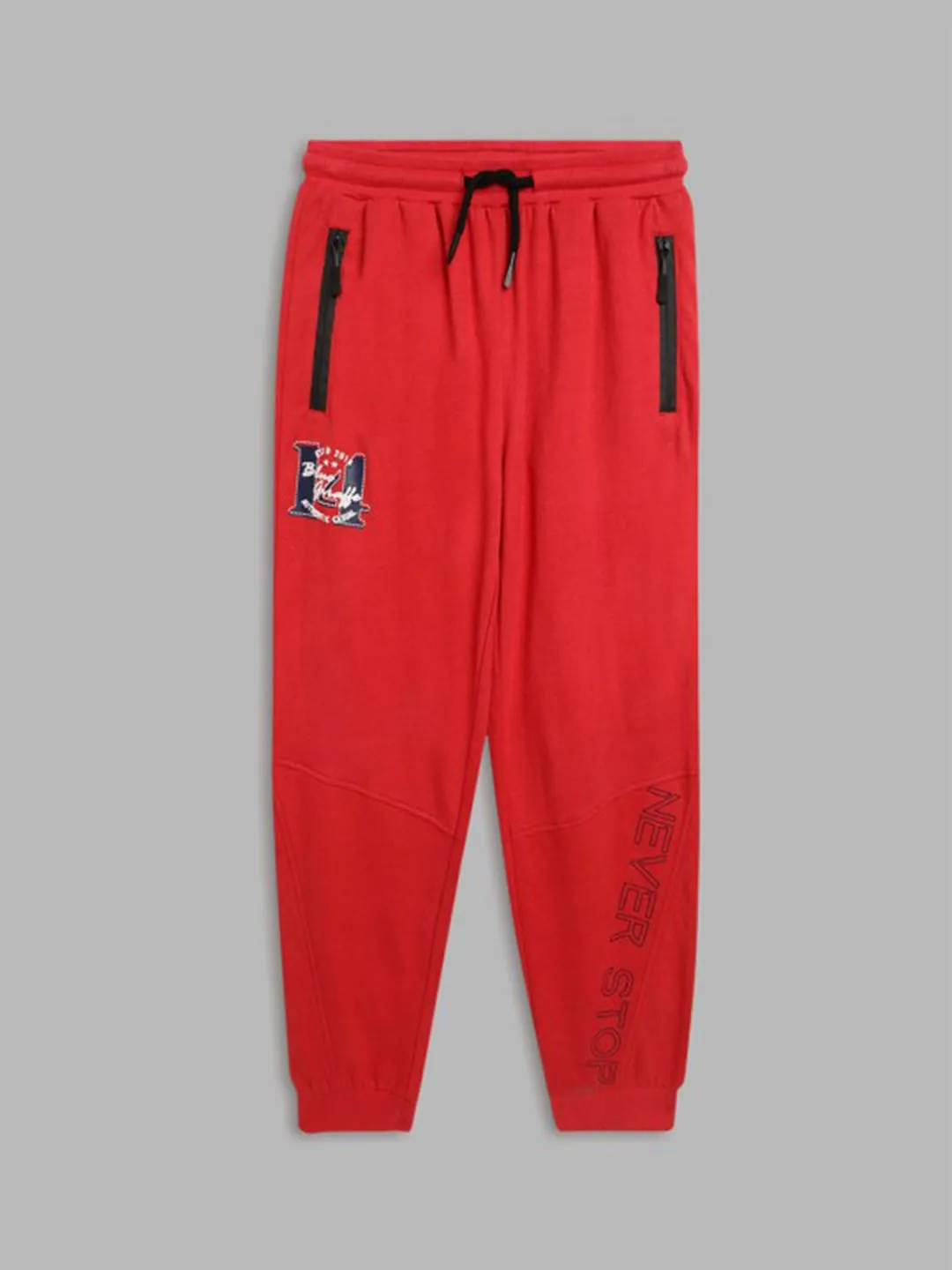 Blue Giraffe Boys Red Solid Straight Fit Joggers Style Sweatpant