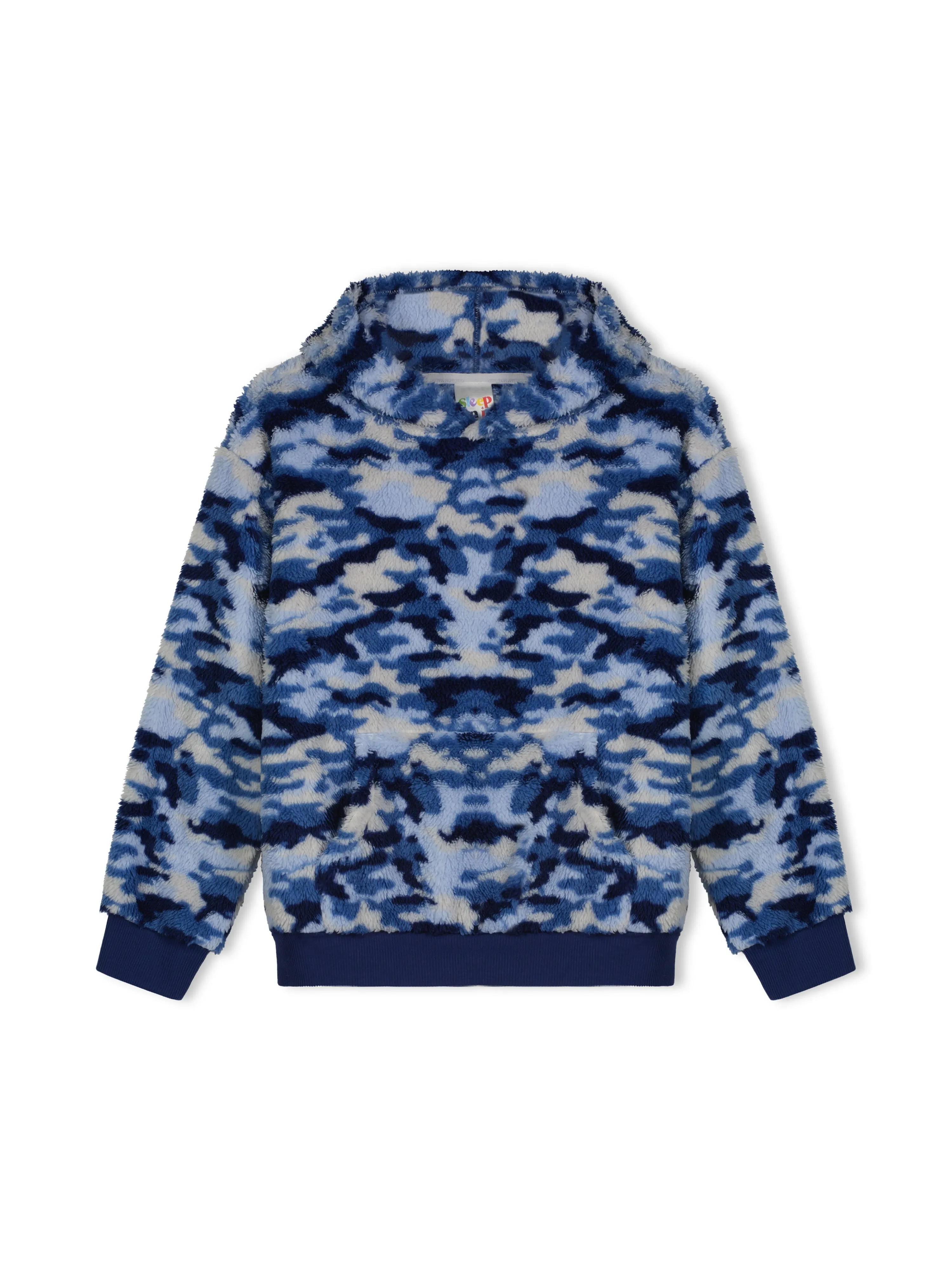 Boys Blue Camo Soft Novelty Fleece 2-Piece Hooded Pajama Sleep Pant Set