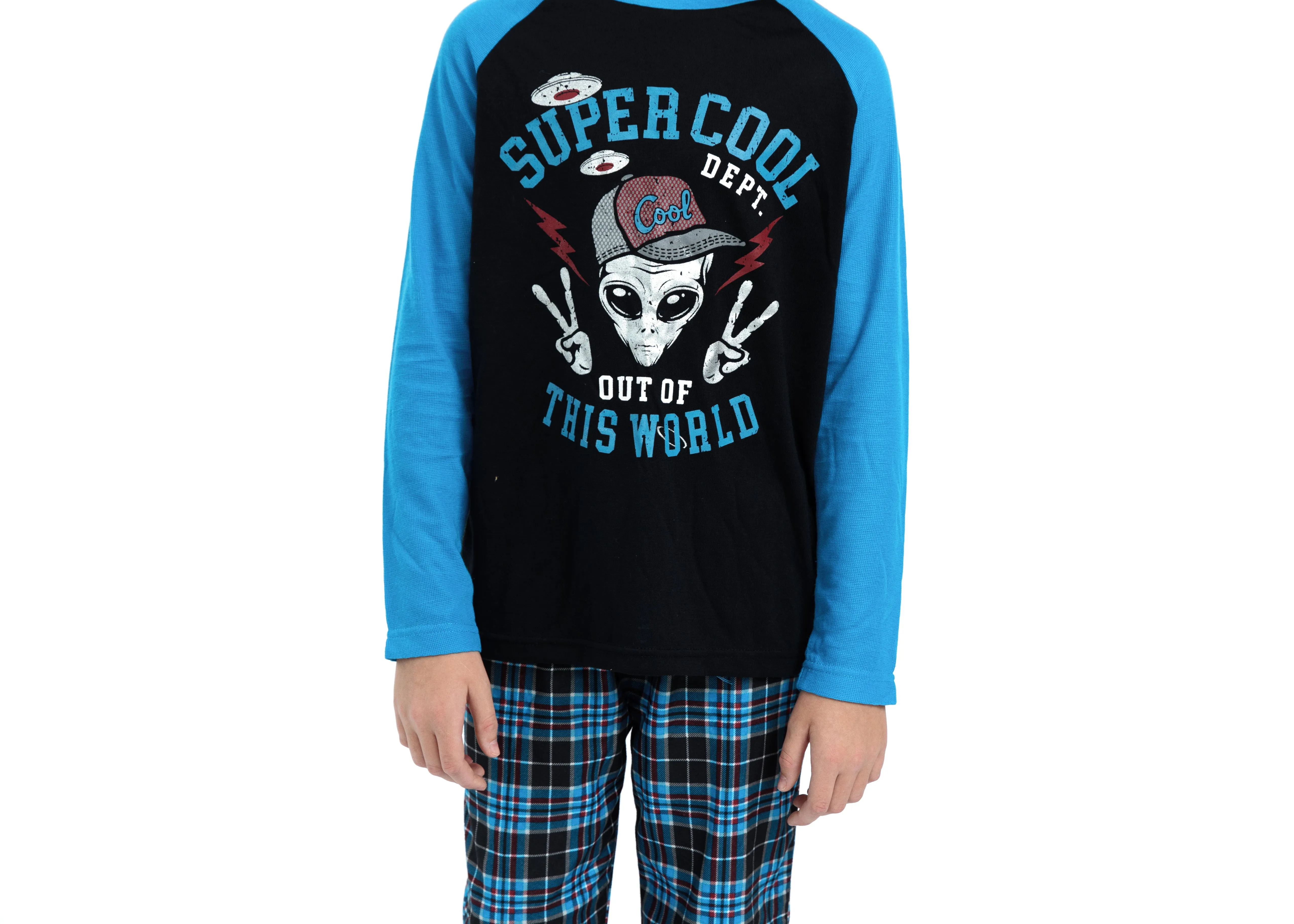 Boys Super Cool Plaid Brushed Jersey 2-Piece Pajama Sleep Set