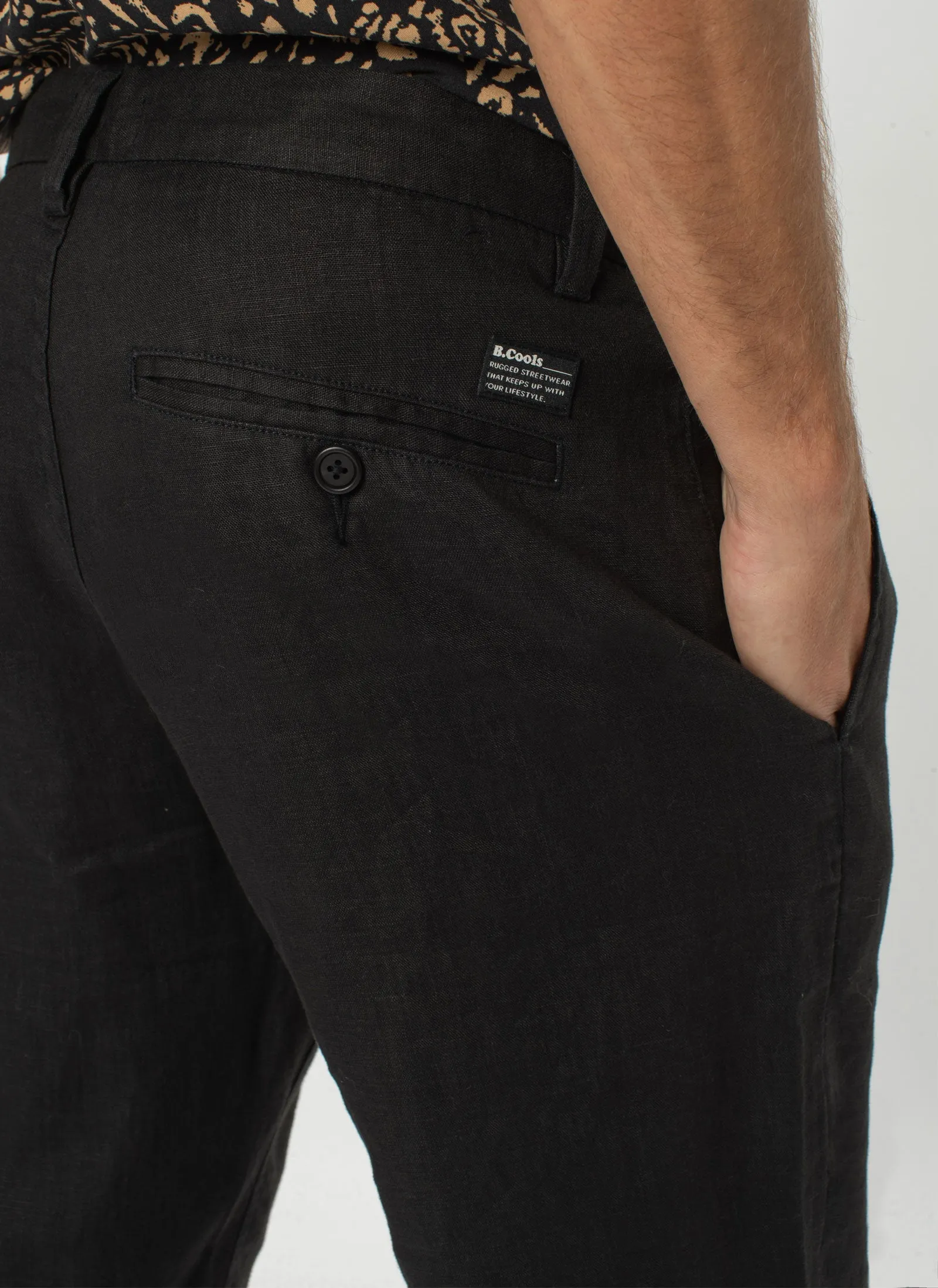 B.Relaxed Pant Black Linen