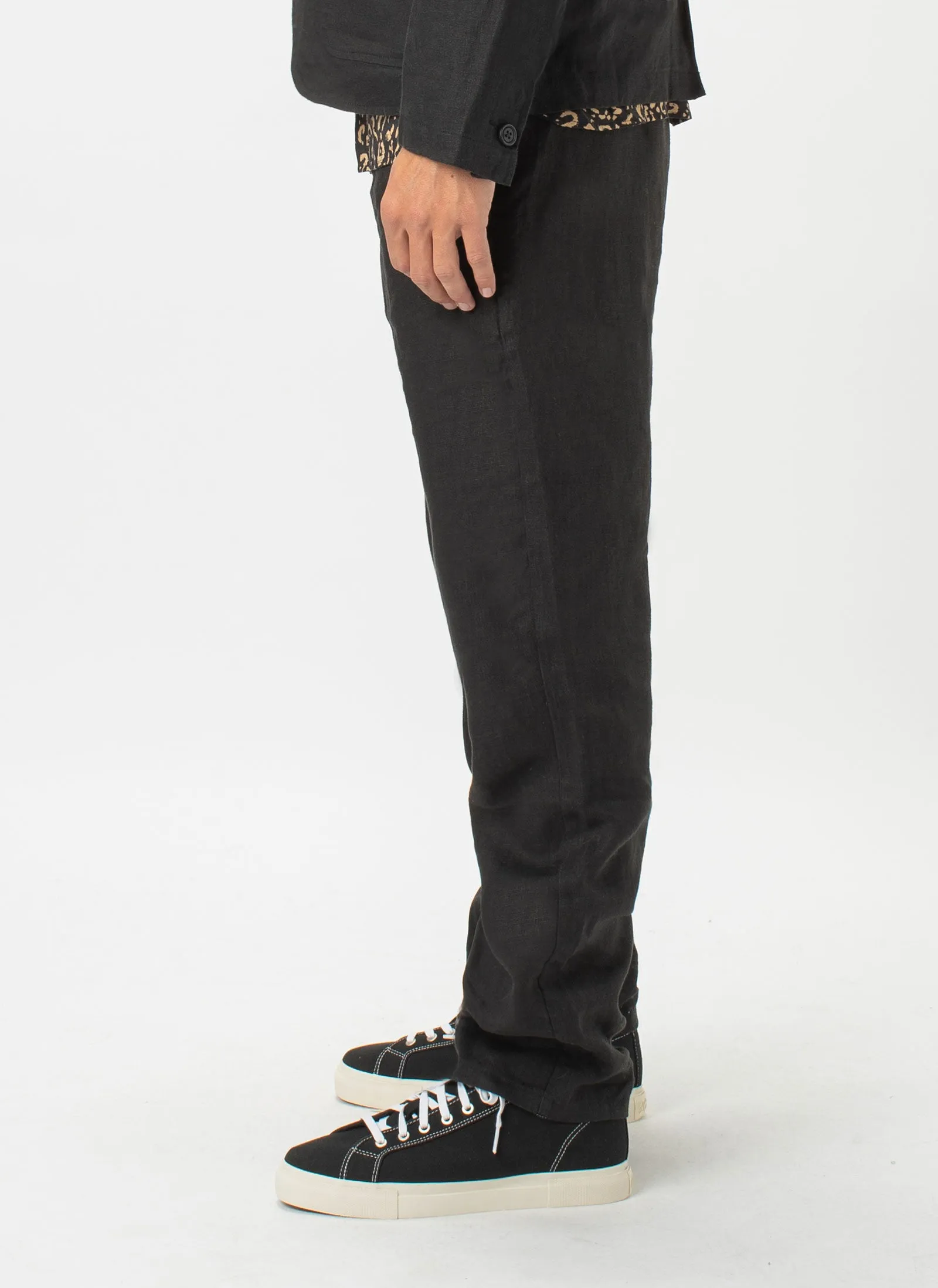 B.Relaxed Pant Black Linen