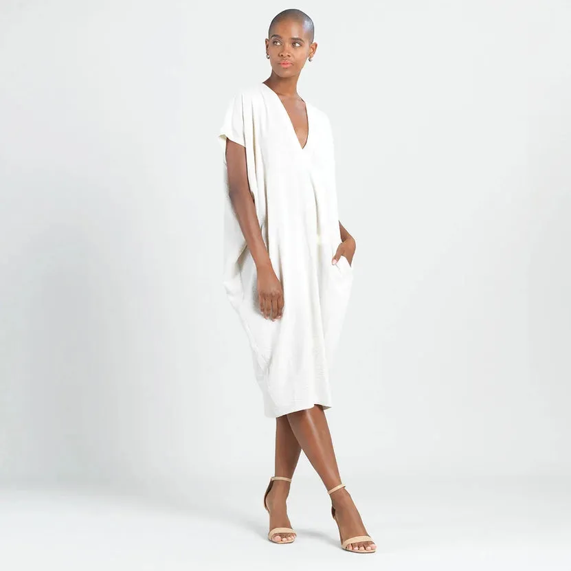 Caftan Pocket Dress in Ivory by Clara Sun Woo