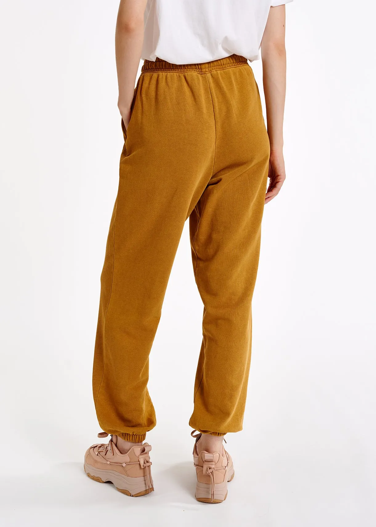 Camel organic-cotton jersey sweatpants