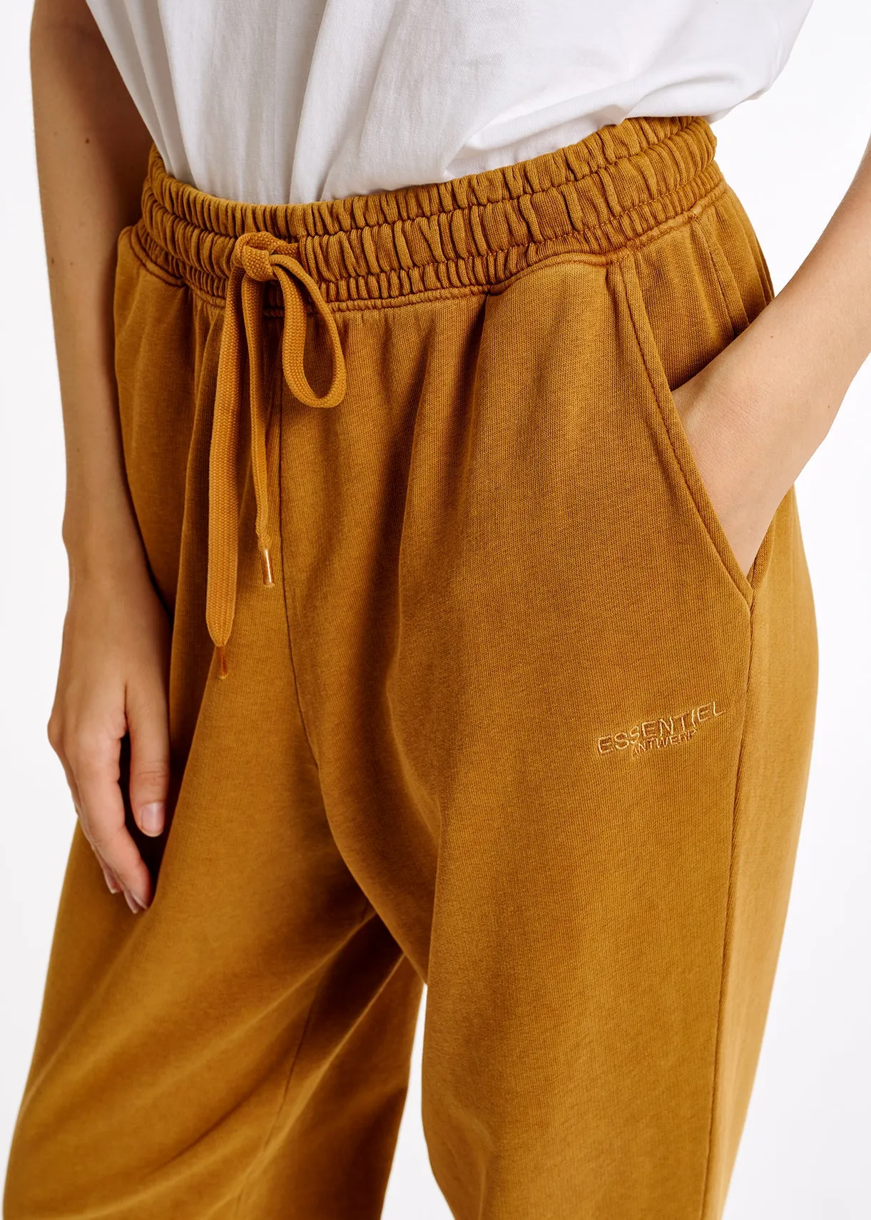 Camel organic-cotton jersey sweatpants