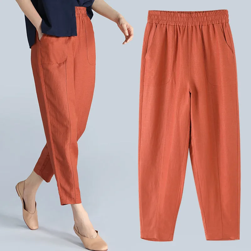 casual linen long pant women c3872