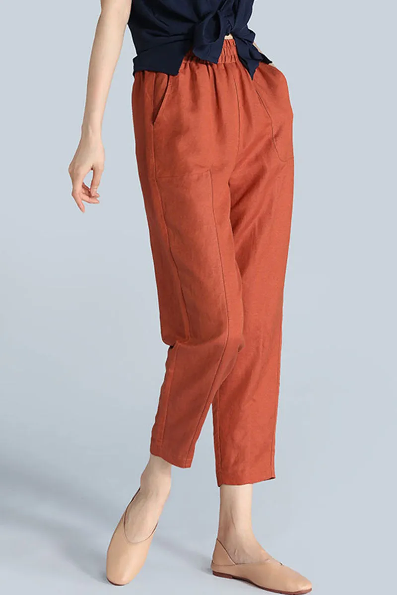 casual linen long pant women c3872