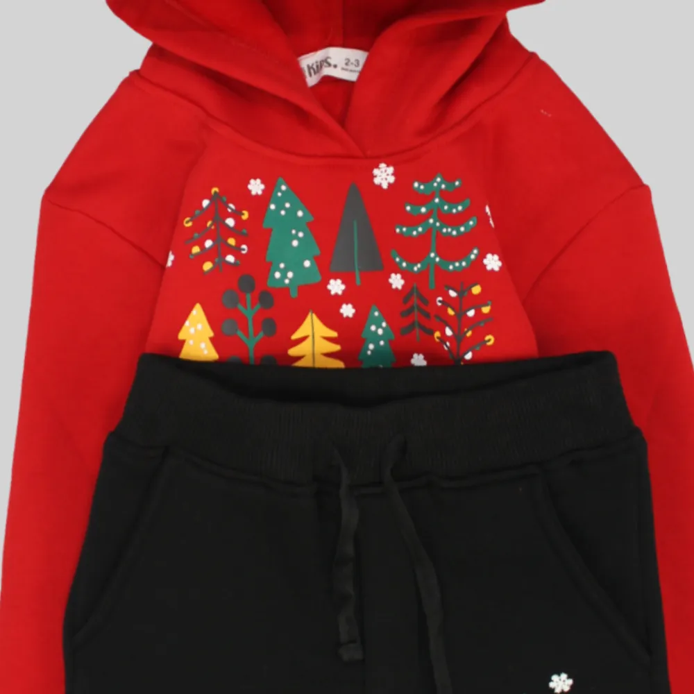 Chilly Days Long-Sleeved Fleeced Hooded Pajama