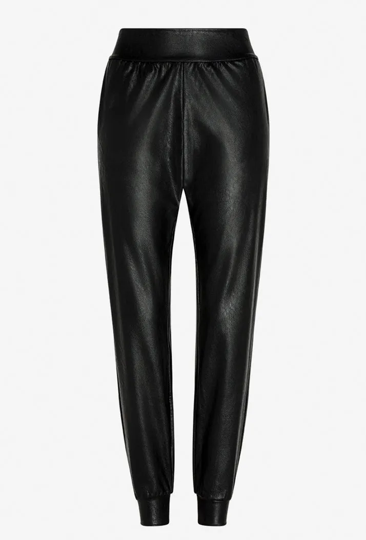 Commando Faux Leather Jogger - Black