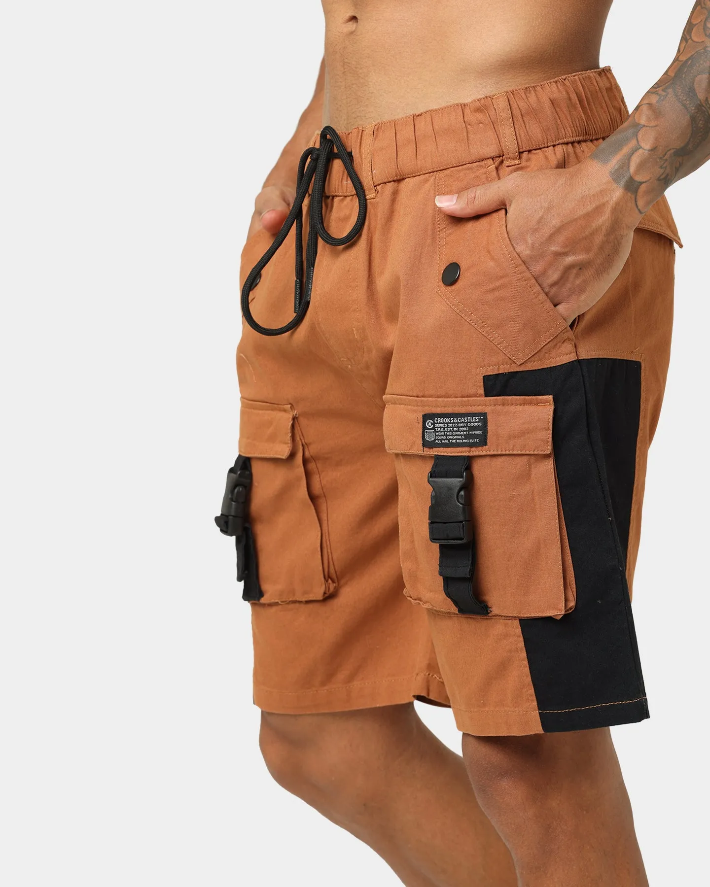 Crooks & Castles Washed Twill Shorts Tan