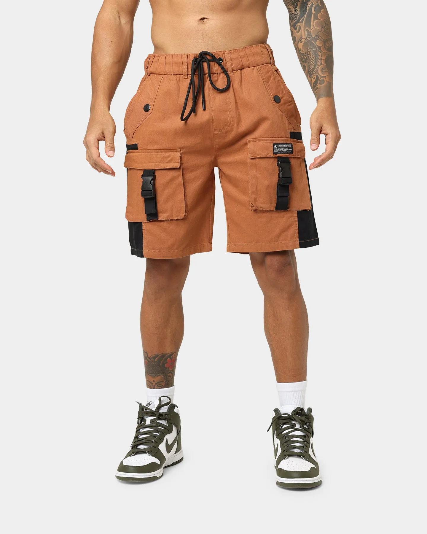 Crooks & Castles Washed Twill Shorts Tan