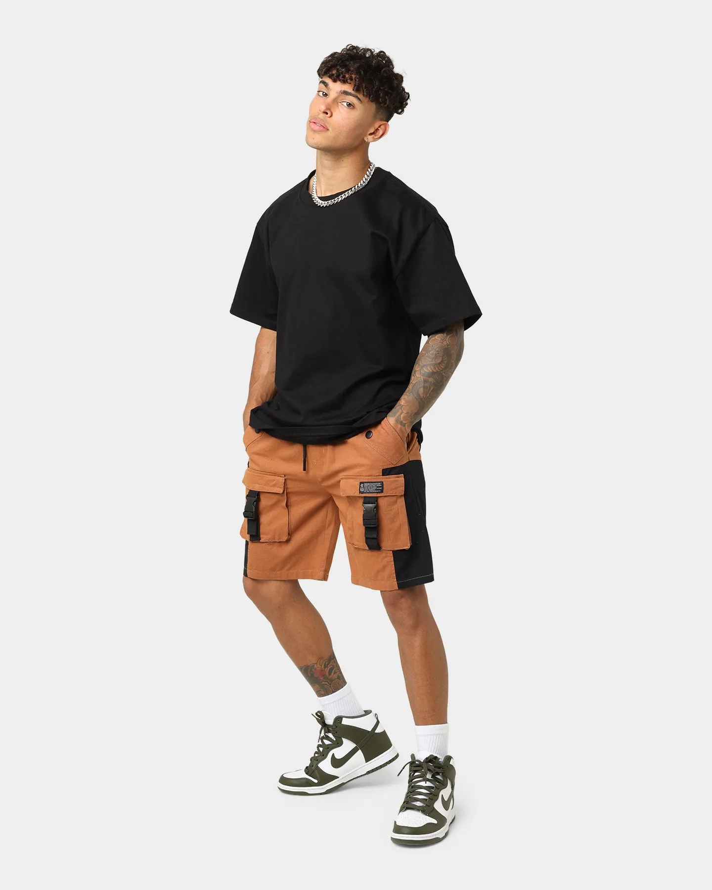 Crooks & Castles Washed Twill Shorts Tan