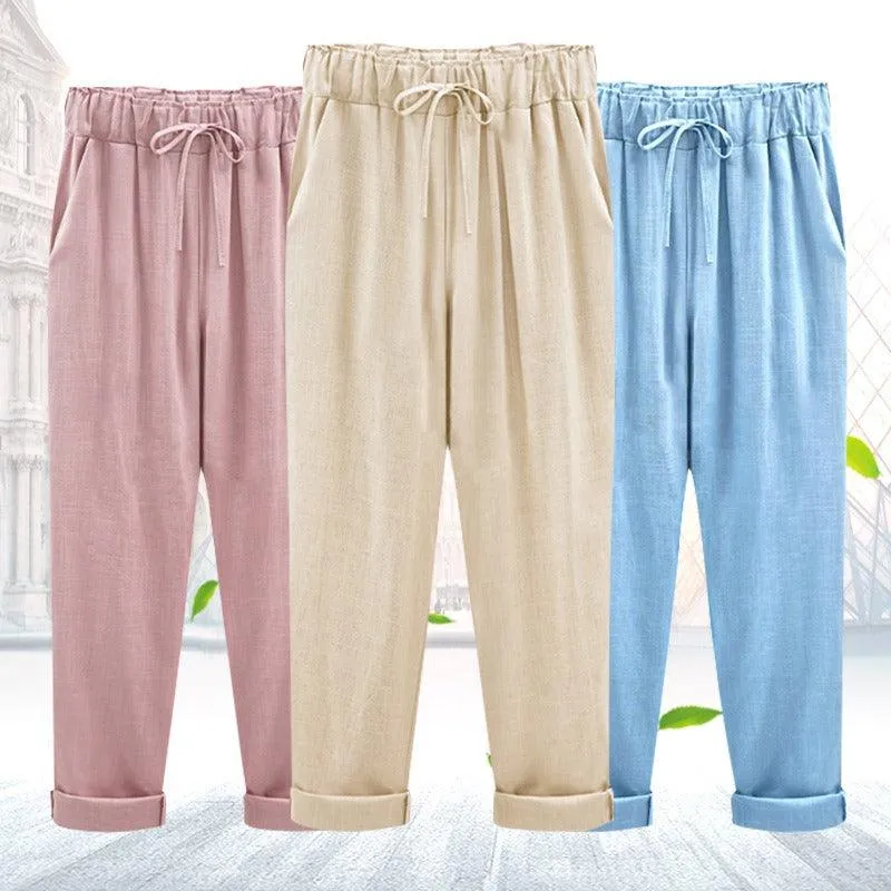 Cropped Loose Linen Pants