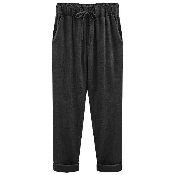 Cropped Loose Linen Pants