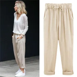 Cropped Loose Linen Pants