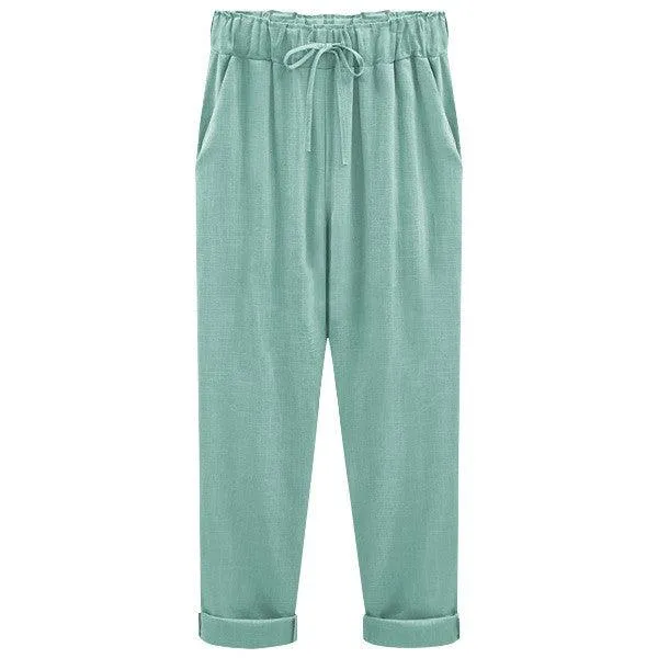 Cropped Loose Linen Pants