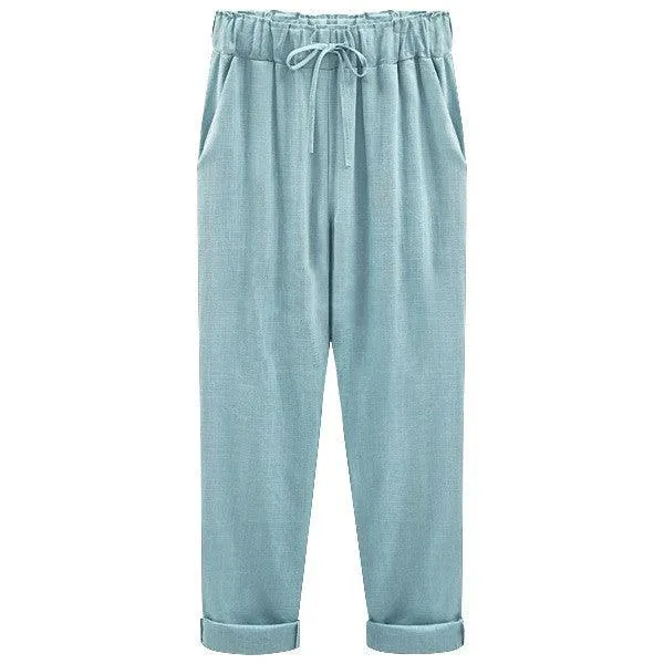 Cropped Loose Linen Pants