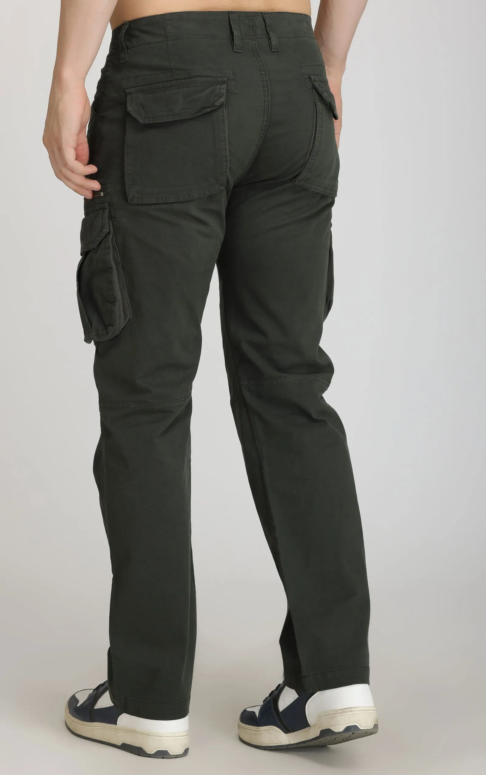 DARK GREEN COTTON CARGO 8-POCKETS