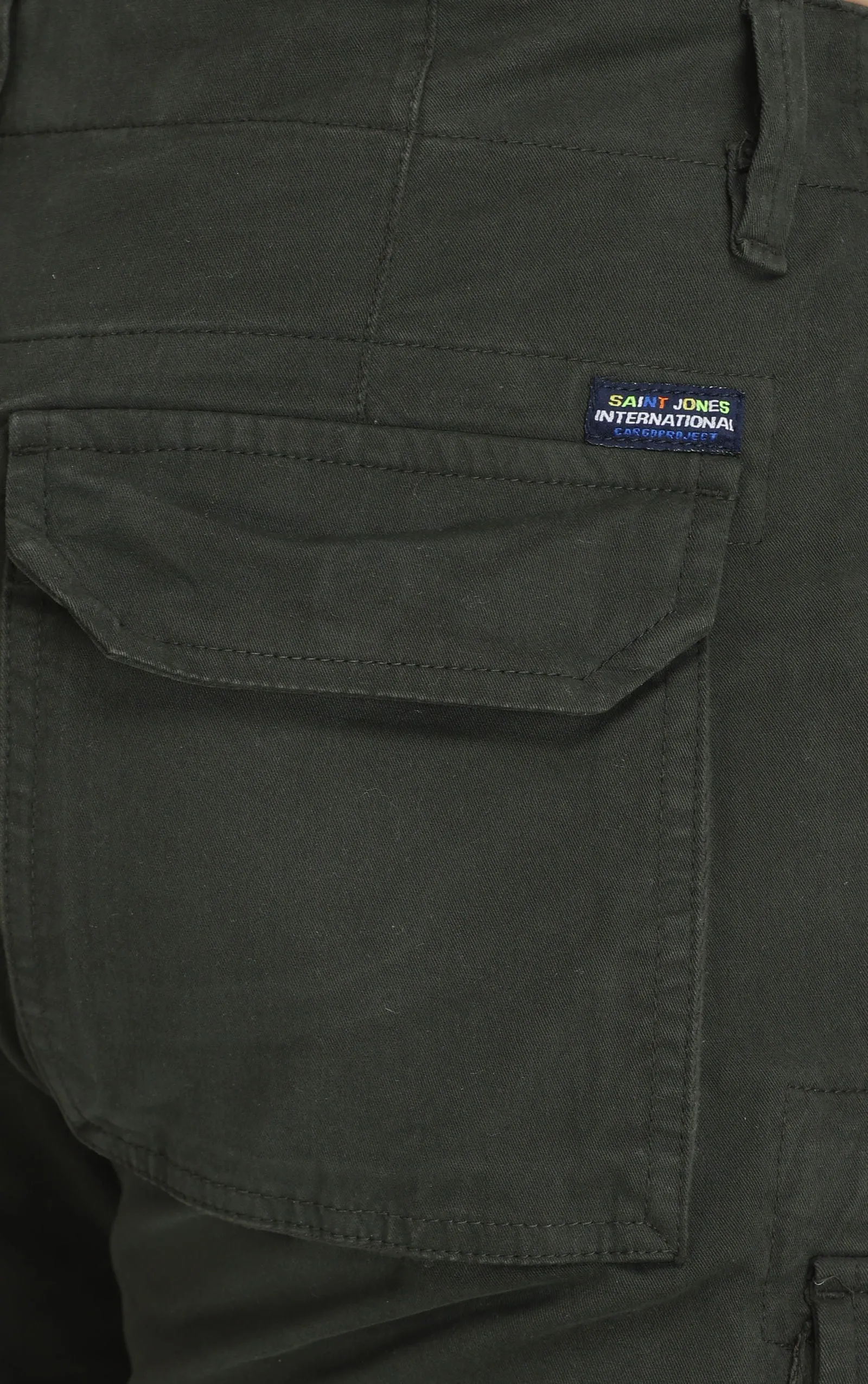 DARK GREEN COTTON CARGO 8-POCKETS