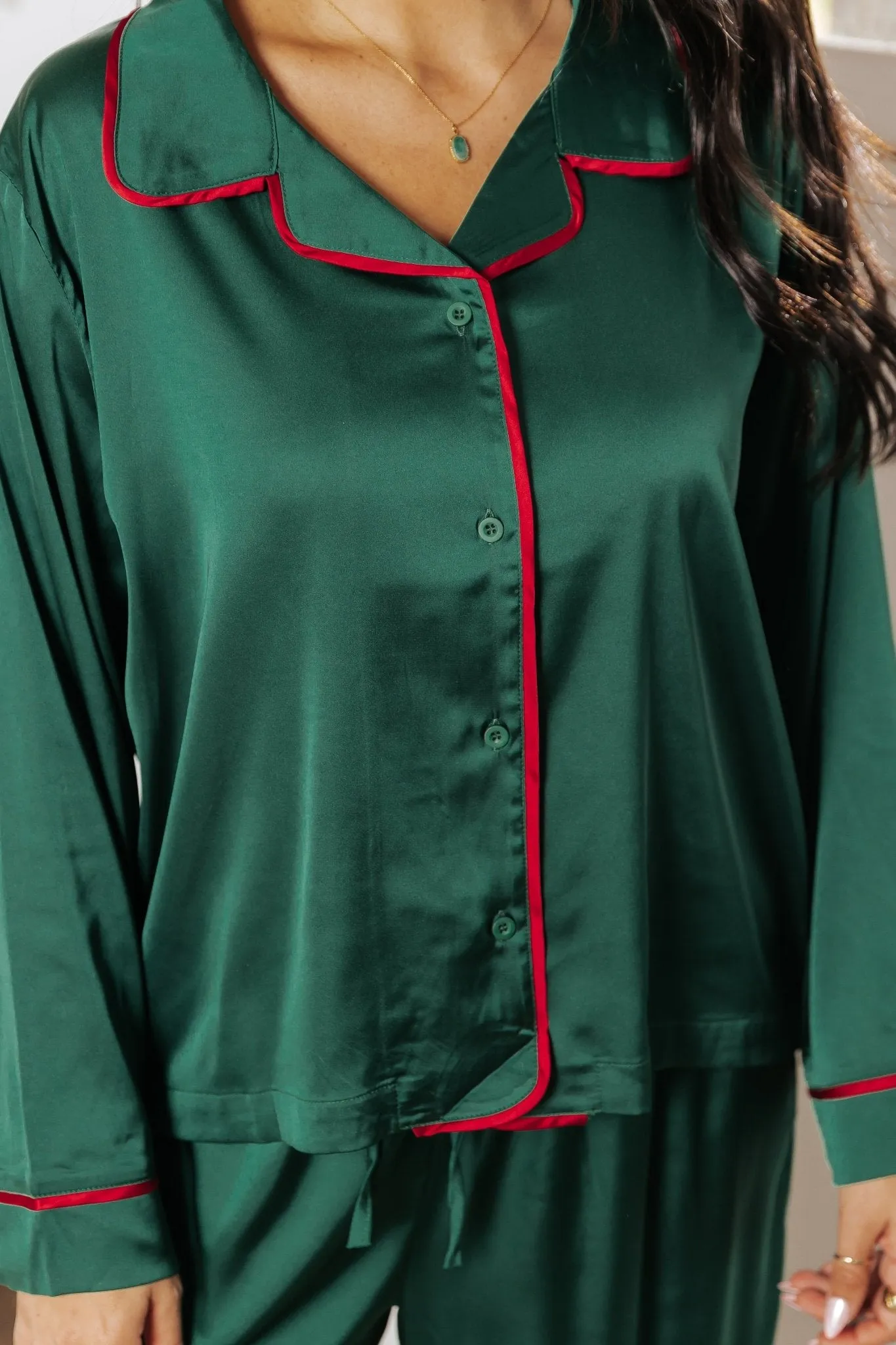 Dreamy Green & Red Satin Pajama Set