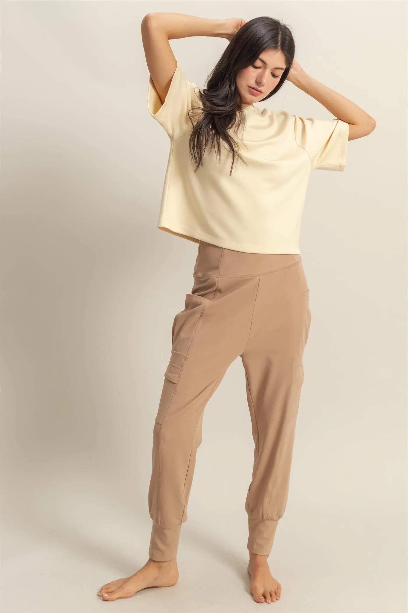 DZ25A677-High-Waist Pocket Detail Comfy Sweatpants