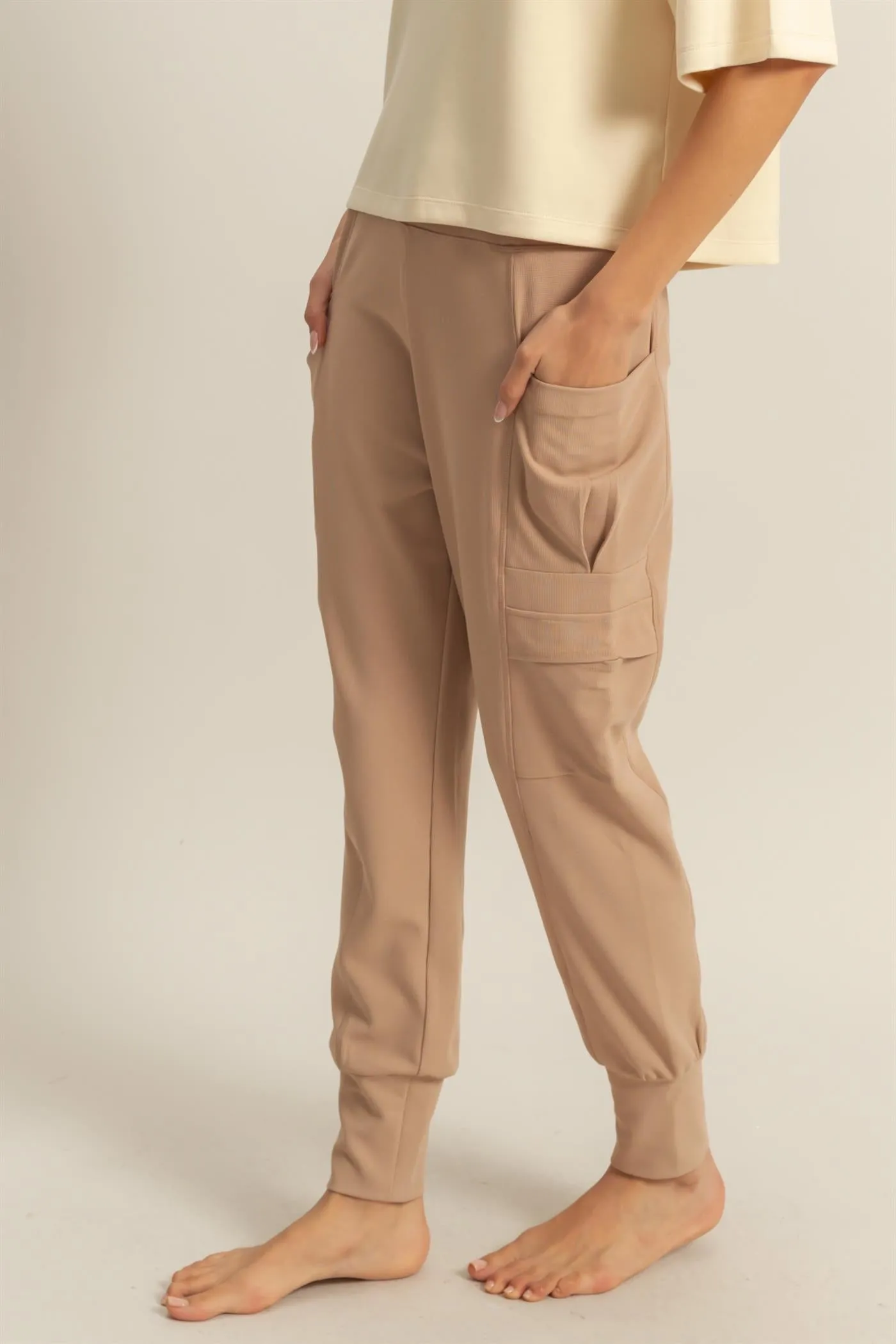 DZ25A677-High-Waist Pocket Detail Comfy Sweatpants