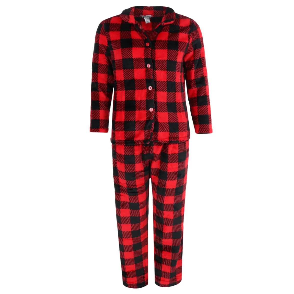 em & alfie Women's Buffalo Check Long Sleeve 3 Piece Pajama Set