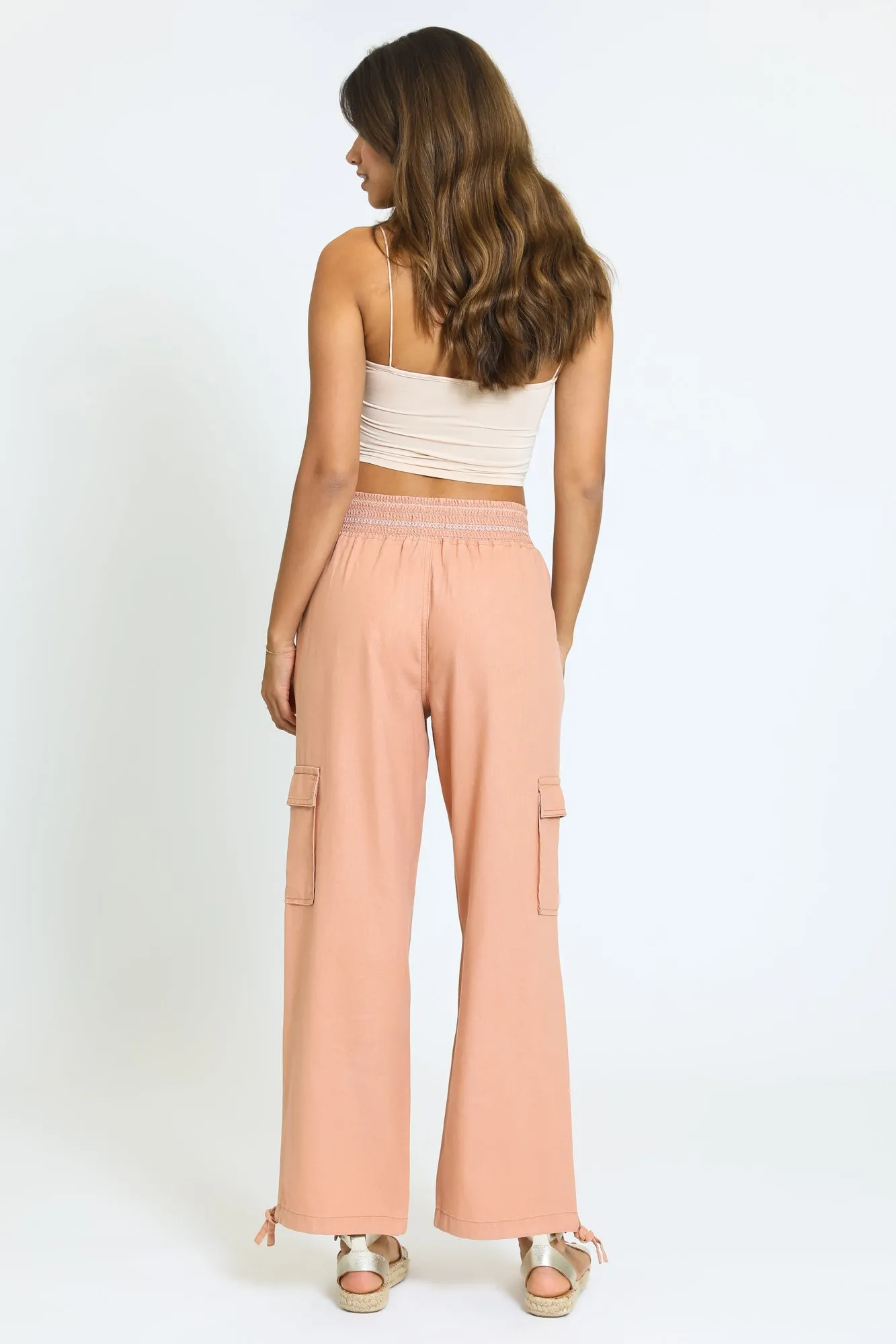 Emma Smock Waist Cargo Pant - Evening Sand