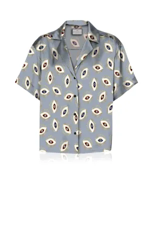 Evil Eye Grey Sustainable Silk Shirt