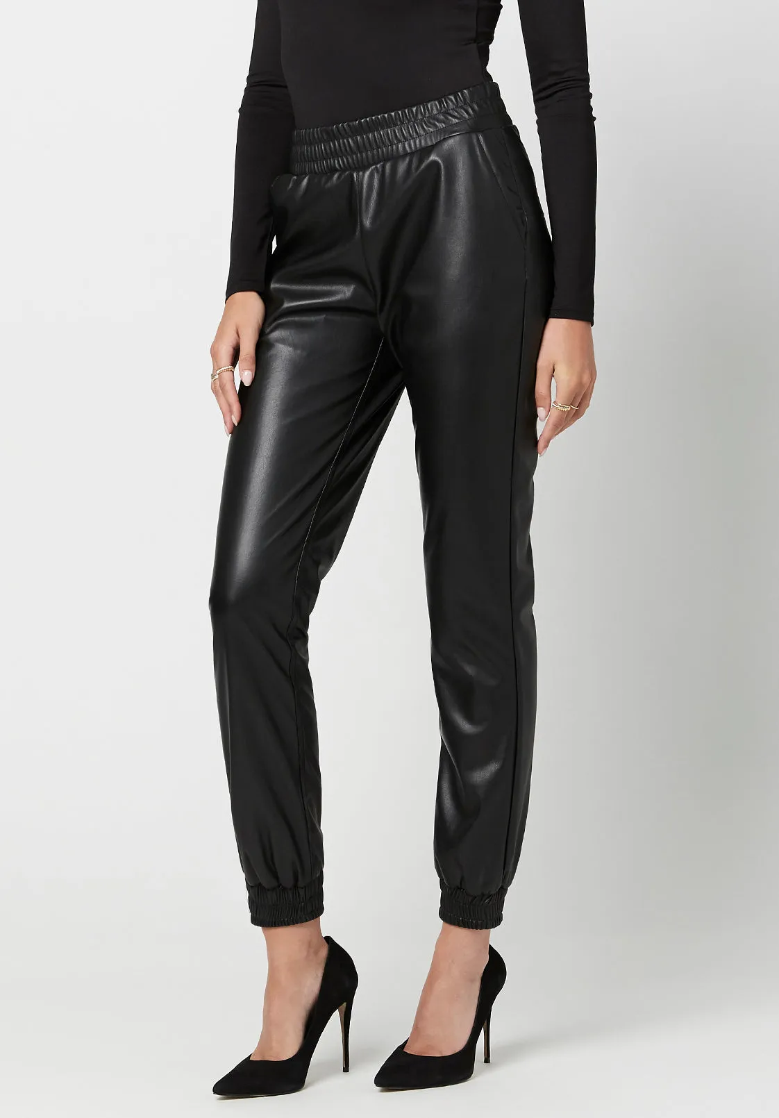 Faux Leather Tara Joggers - KB0551F