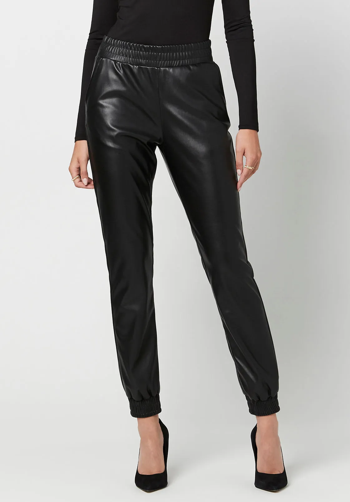 Faux Leather Tara Joggers - KB0551F