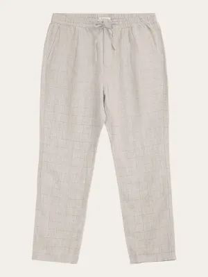 FIG loose checked linen pants - GOTS/Vegan - Light feather gray