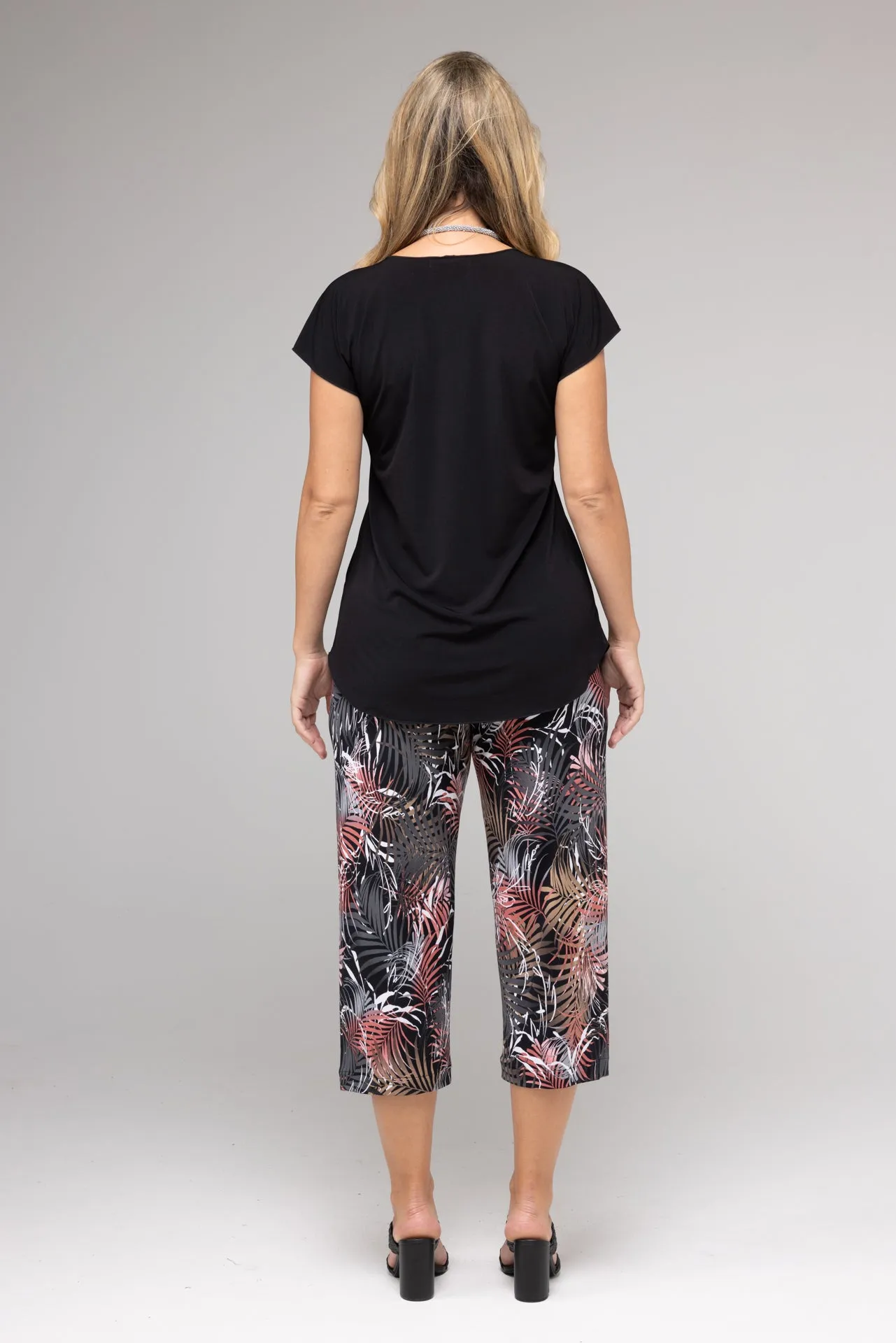 Flamingo Print 3/4 Jersey Palazzo Pants