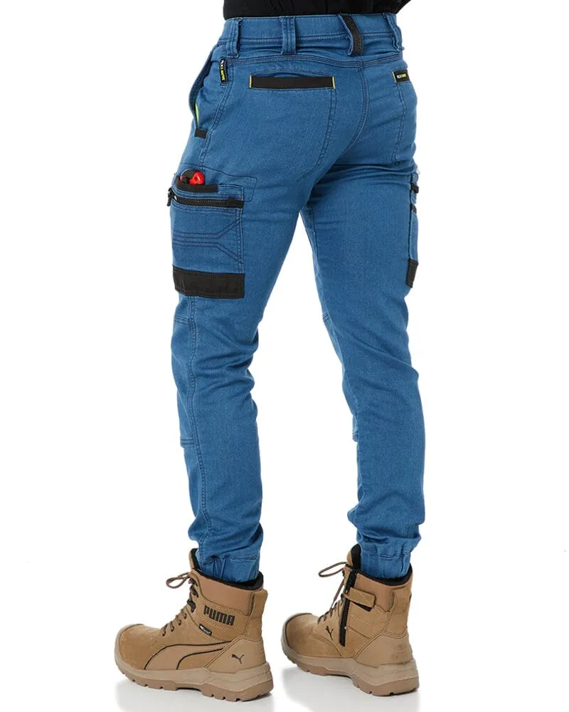 Flex and Move Stretch Denim Cargo Cuffed Pants - Light Denim