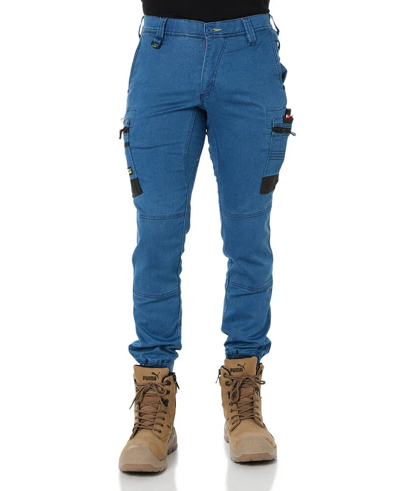 Flex and Move Stretch Denim Cargo Cuffed Pants - Light Denim