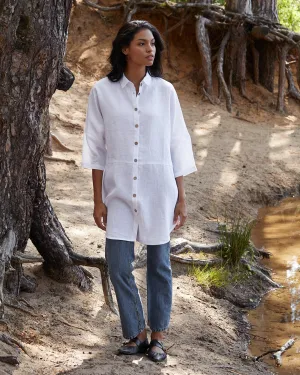 Flowing linen tunic-shirt SANIBEL in White