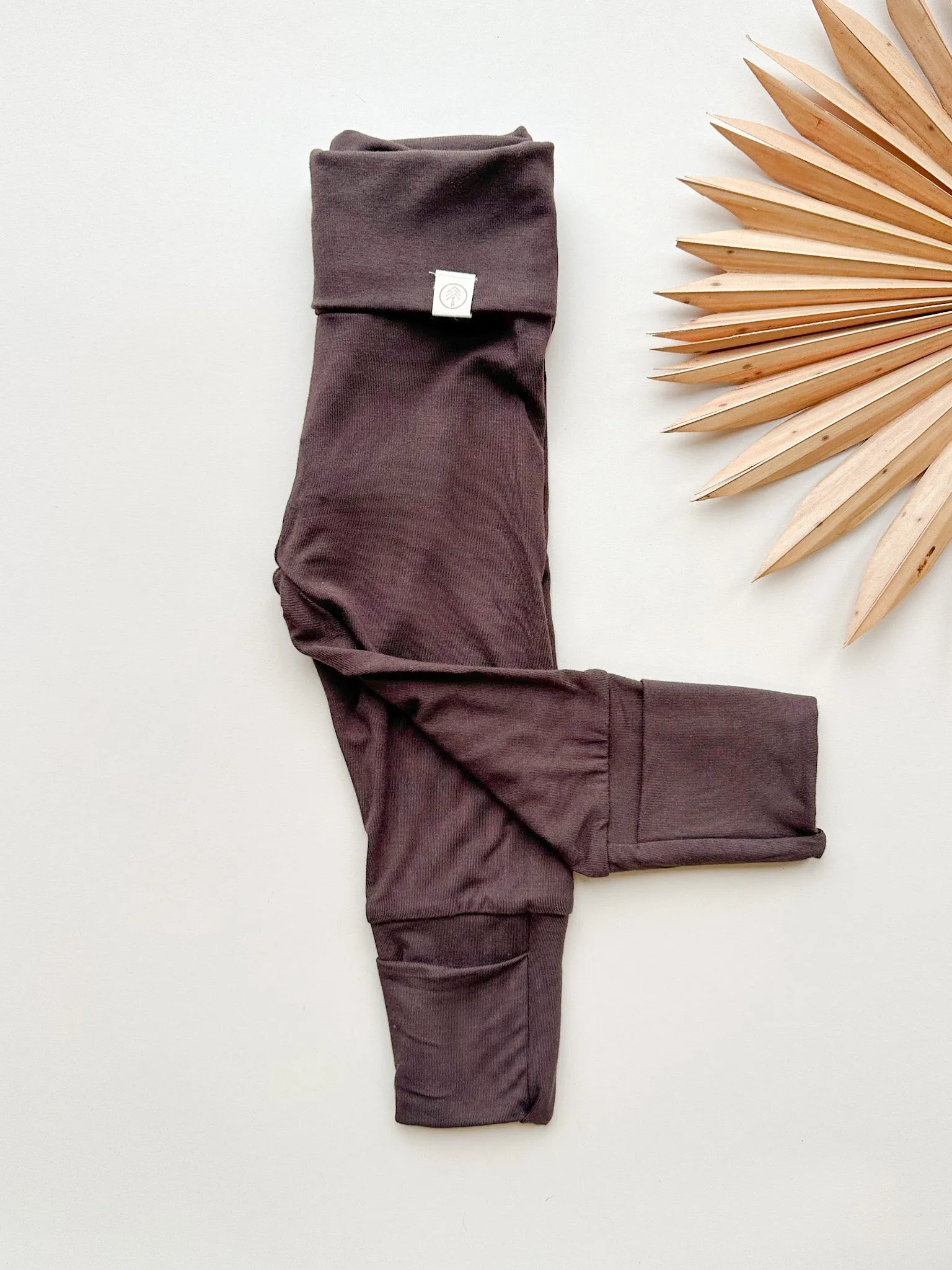 Fold-Over Footie Bamboo Leggings | Brown