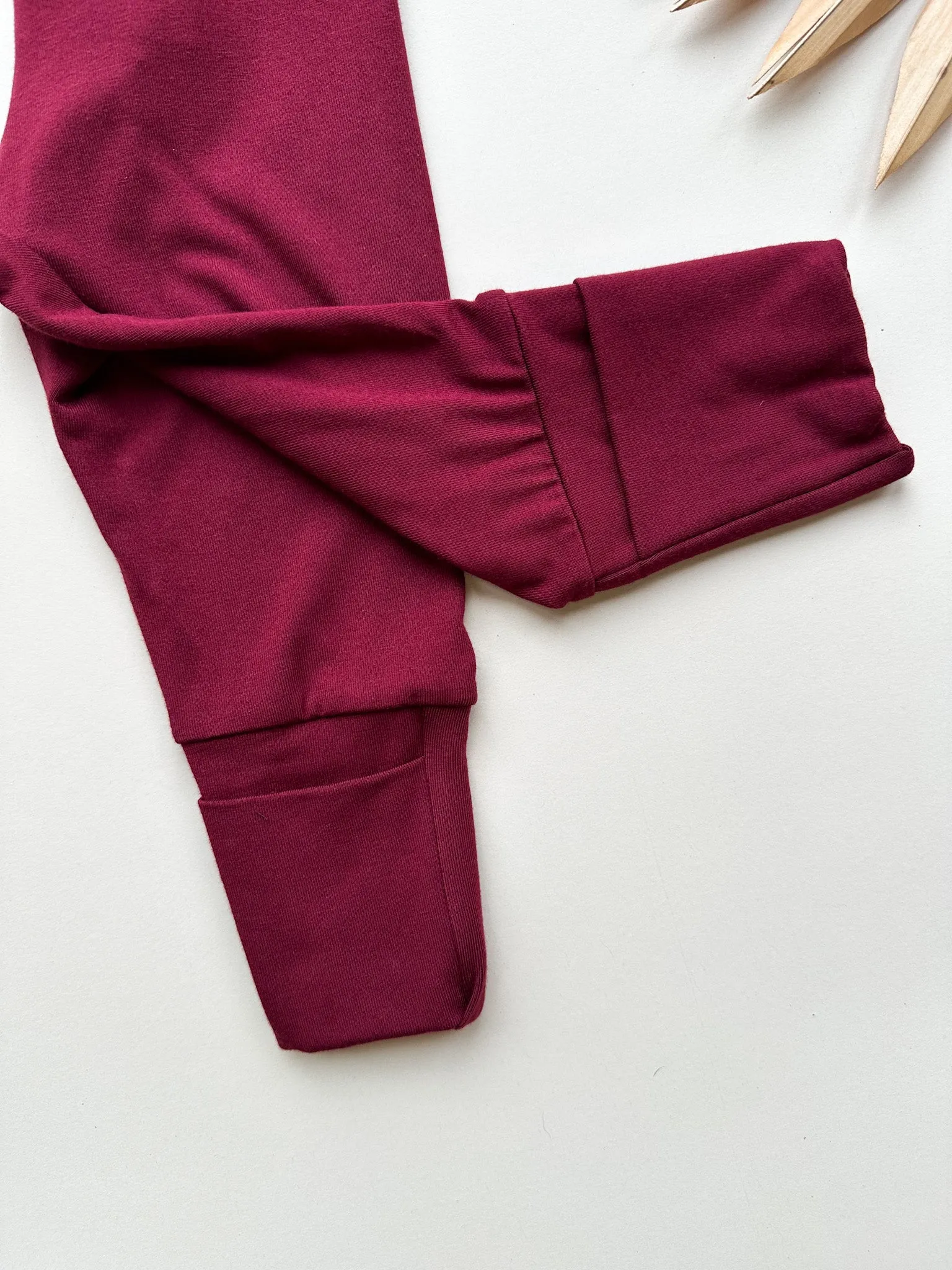 Fold-Over Footie Bamboo Leggings | Merlot