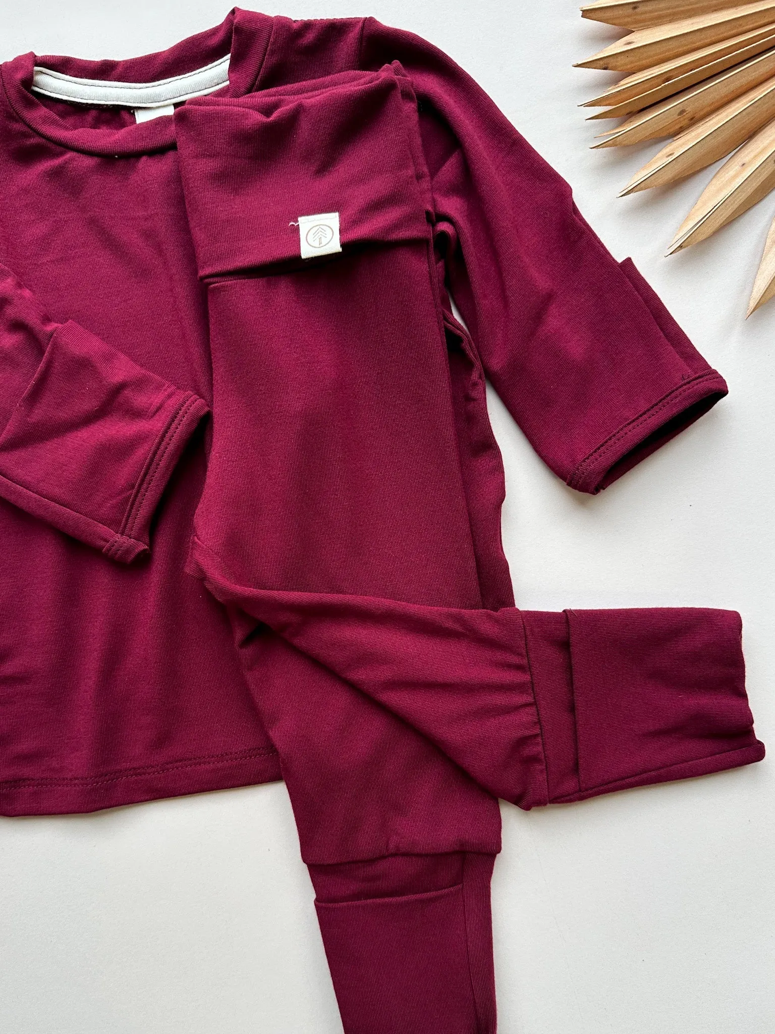 Fold-Over Footie Bamboo Leggings | Merlot