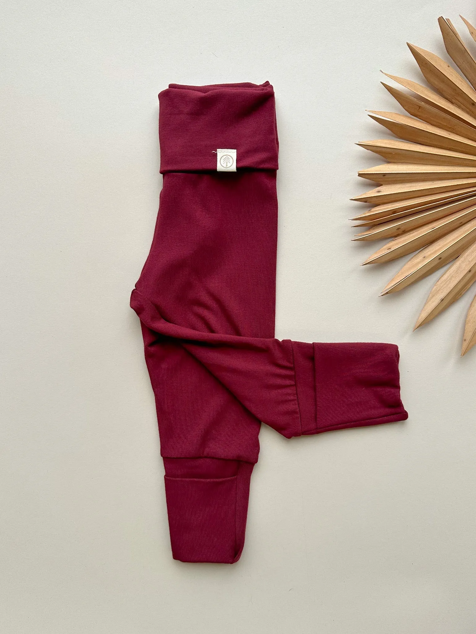 Fold-Over Footie Bamboo Leggings | Merlot