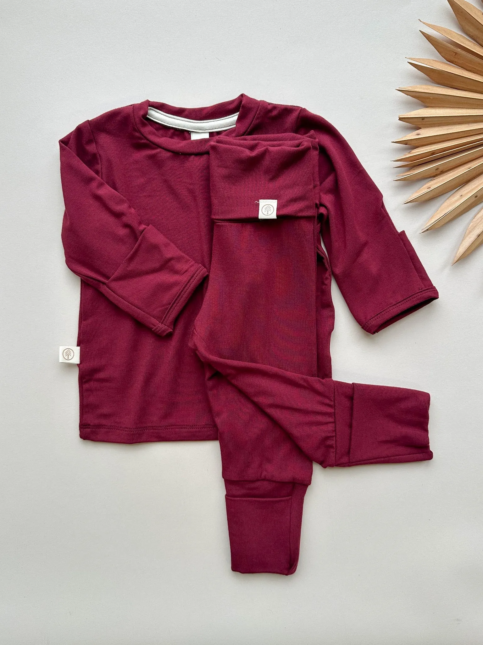 Fold-Over Footie Bamboo Leggings | Merlot