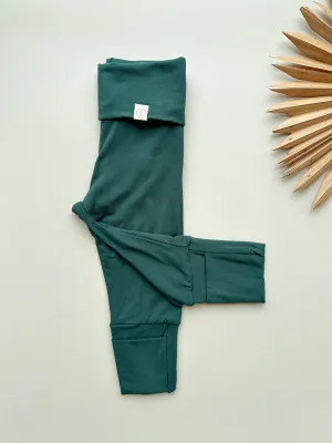 Fold-Over Footie Bamboo Leggings | Pine