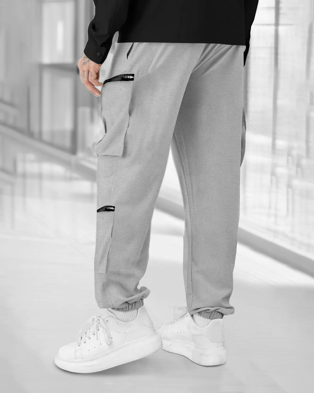 Grey Multi Pockets Baggy fit oversized Cargo Jogger