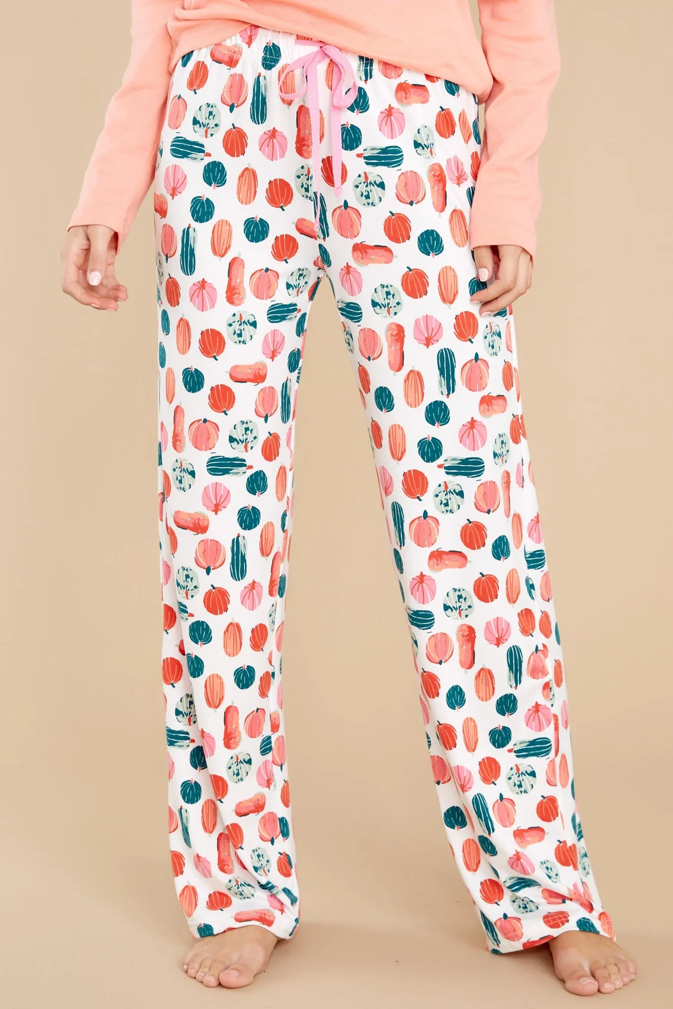 It's All Gourd White Multi Print Pajama Pants